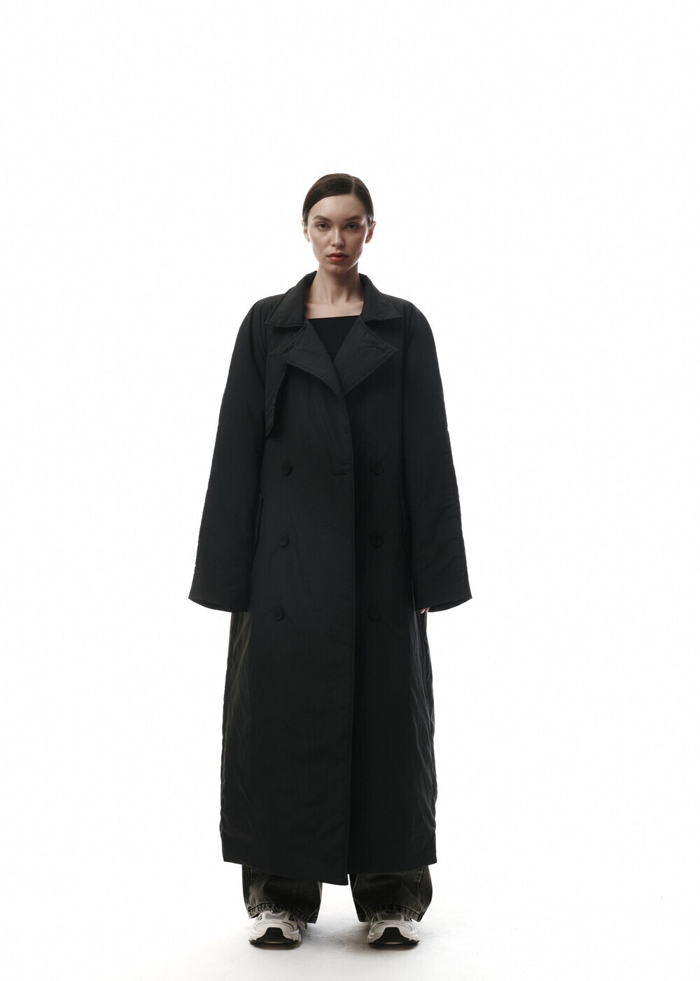 Insulated coat made of raincoat fabric